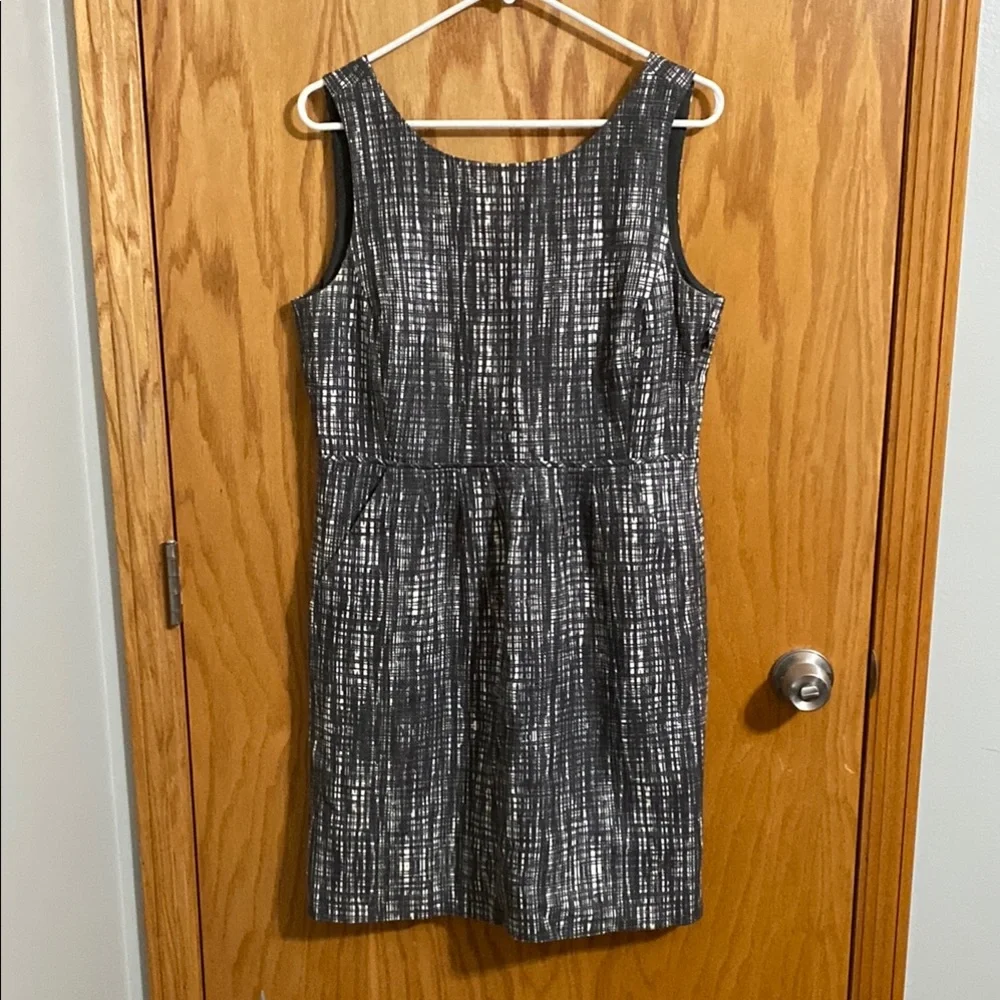 J. Crew Gray and White Sleeveless Sheath Dress